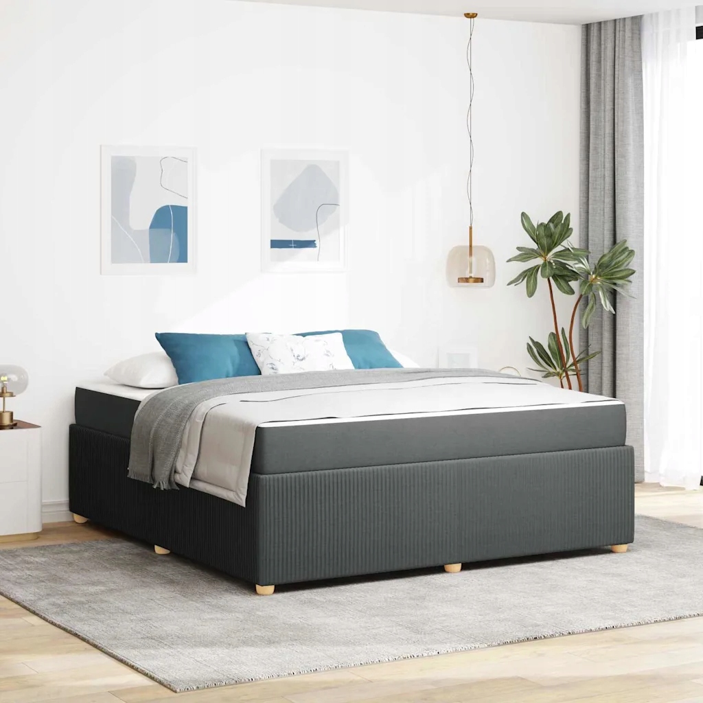 vidaXL Rám postele s matrací Tmavě šedá 180 x 200 cm textil