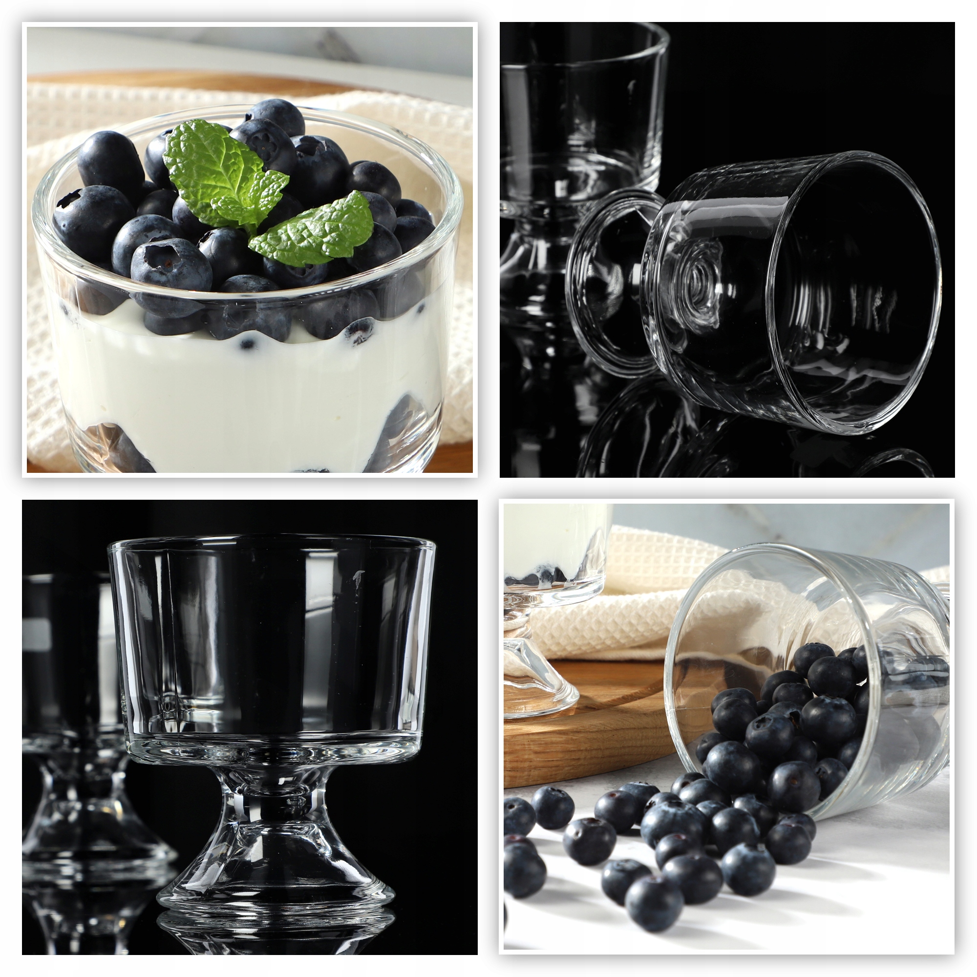 12x PUCHARKI DO DESERÓW LODÓW 280ml SZKLANE PUCHAREK NA LODY KOMPLET Linia Pisa