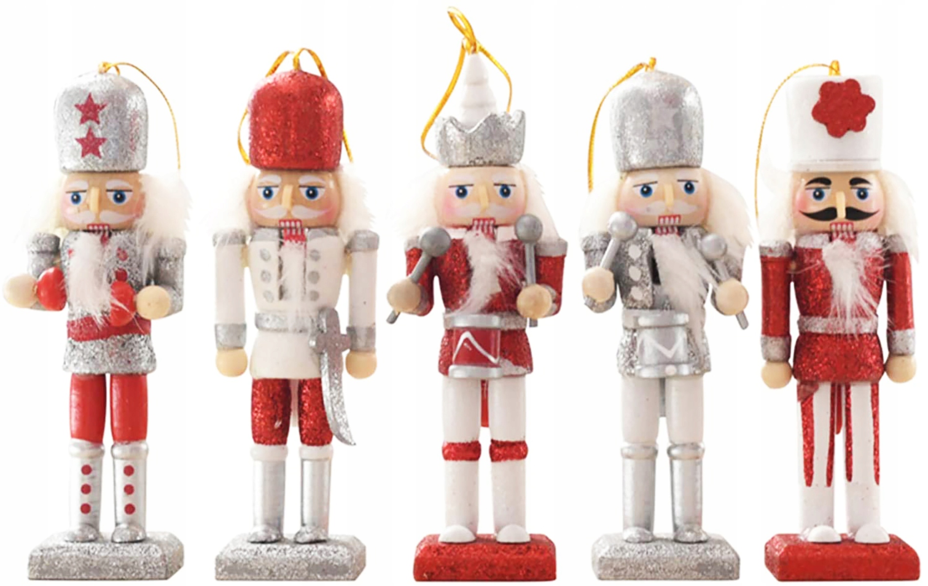 DREWNIANY DZIADEK DO ORZECHÓW NA CHOINKĘ 4 SZT