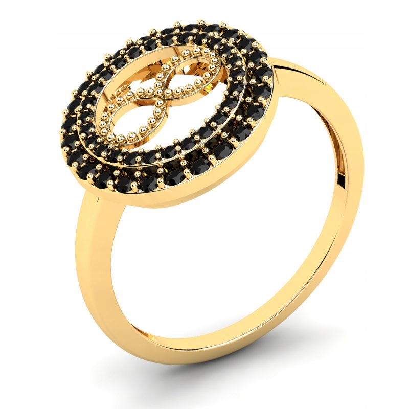 

Pierścionek Złoty Infinity Z Czarnymi Cyrkoniami
