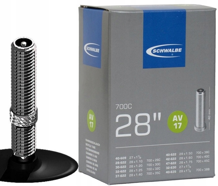 

Dętka Schwalbe 28" 1.10-1.75 AV17 Auto 40mm