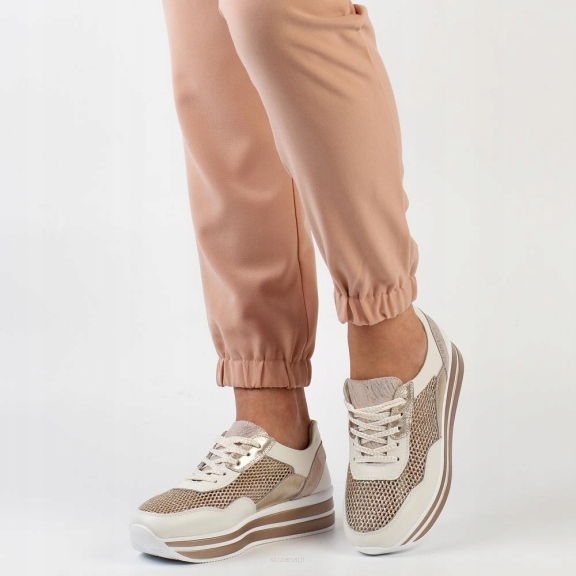 

Złote sneakersy damskie S.barski 21958 Skóra r38