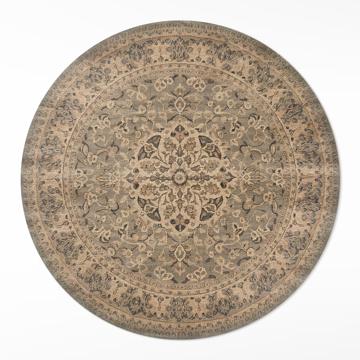 Kulatá vinylová vnitřní podložka do kuchyně Harmonie zemitých barev ⌀ 110 cm