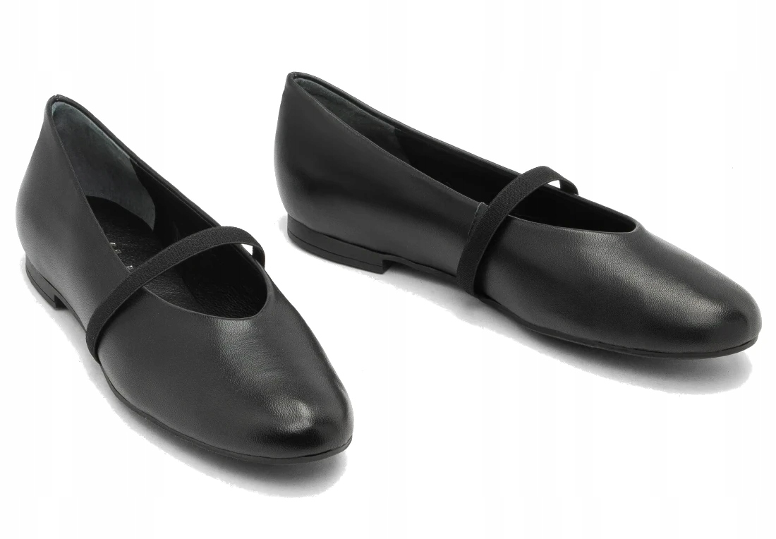 Dámské Černé Kožené Ploché Baleríny Elegantní Ryłko 37