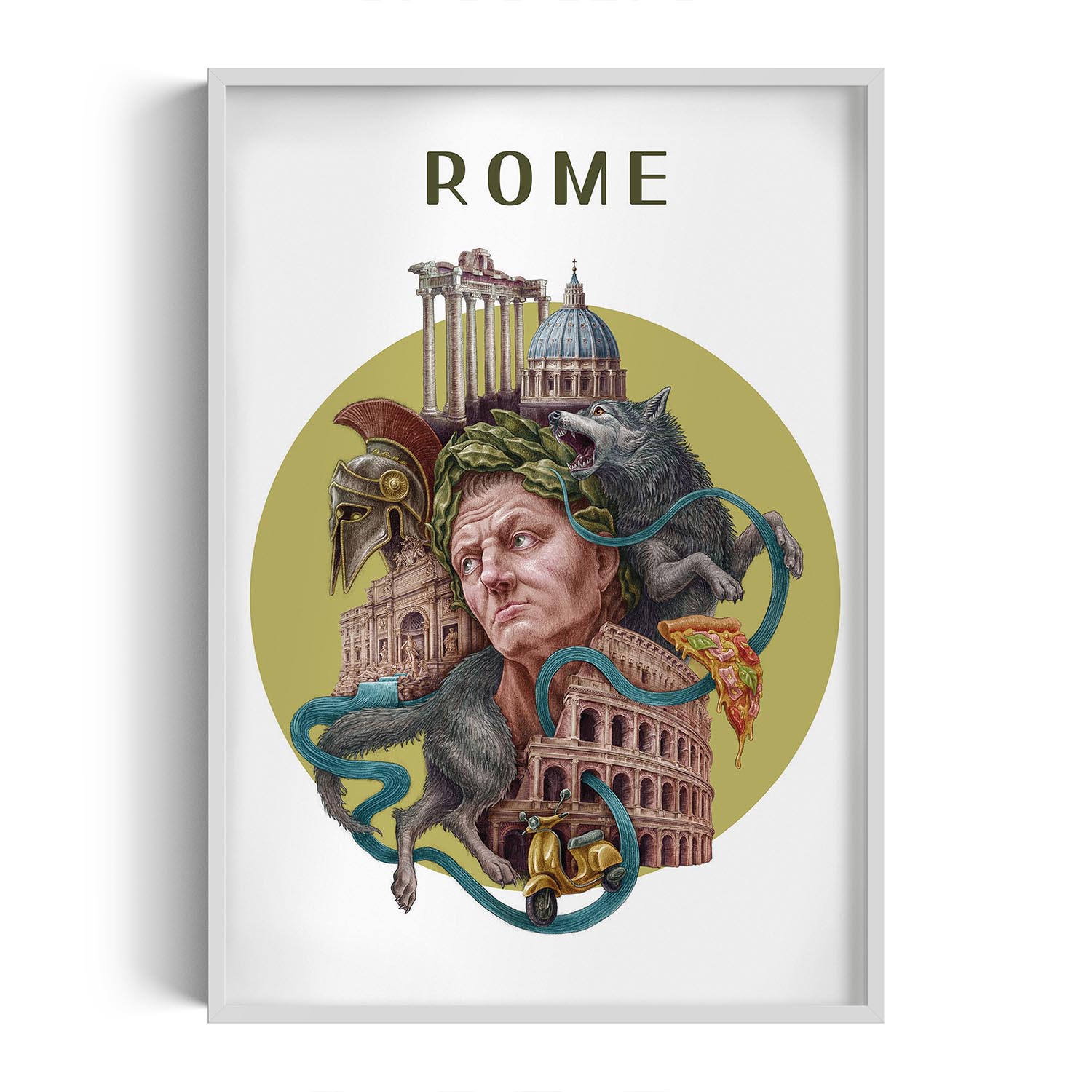 Nástěnný obraz Rome: Koloseum Pantheon Pizza Gladiator Roman Forum 70x100