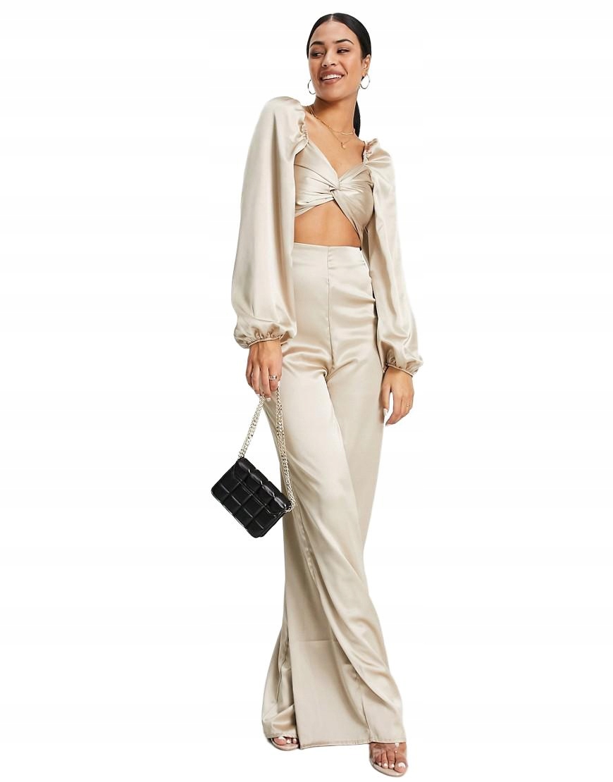 Saténová Kombinéza Béžová Vystřižená 40 L Šm L