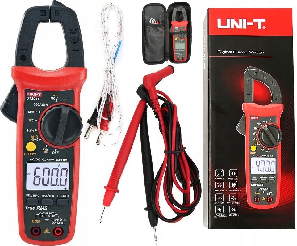 

Uni-t UT204+ miernik cęgowy 600A Ac/dc TrueRMS