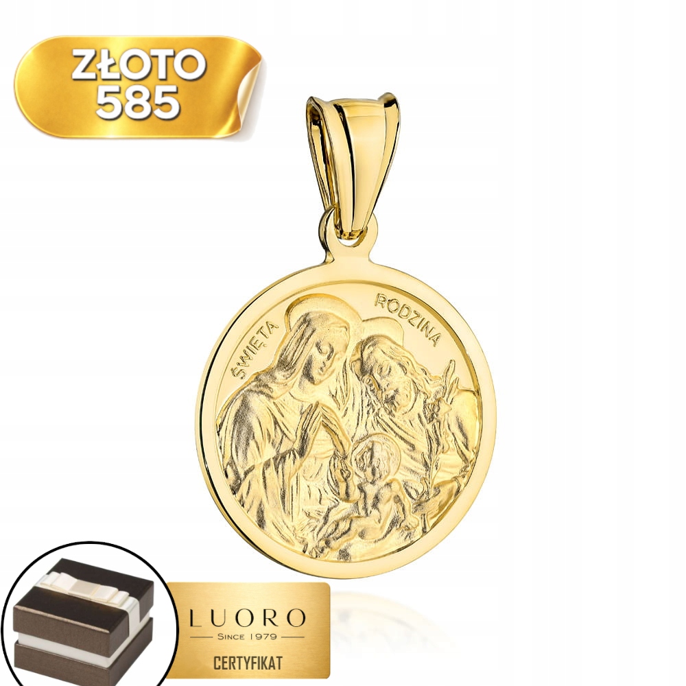 Zlatý Medailon 585 Žlutá Zkušební Svatá Rodina 3,2 CM Elegantní