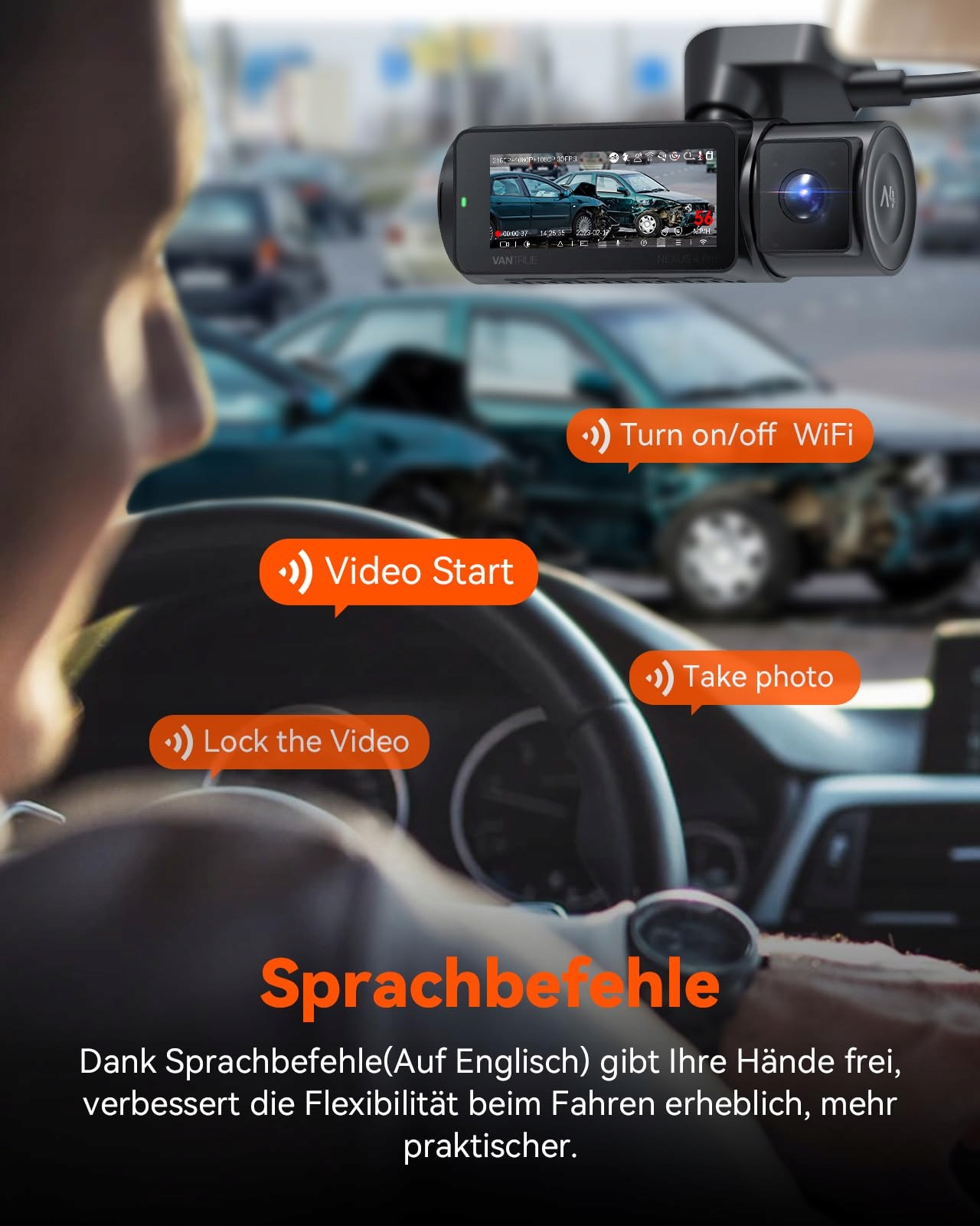 VANTRUE N4 Pro Kamera Samochodowa 4K 360° WiFi GPS IR Nocny Tryb — miniatura 7
