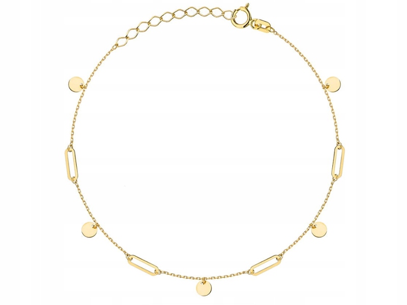 Zlatý náramek 585 14k celebrity s články a kolečky 19 Cm, módní, dámský