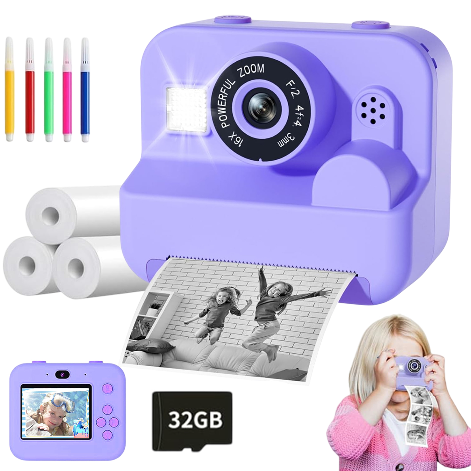 Digitální Instantní Tiskárna Pro Děti, Fotografování 32 Gb