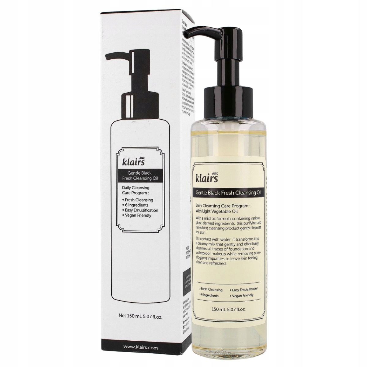 Klairs Gentle Black Fresh Cleansing Oil 150 ml – lehký odličovací olej