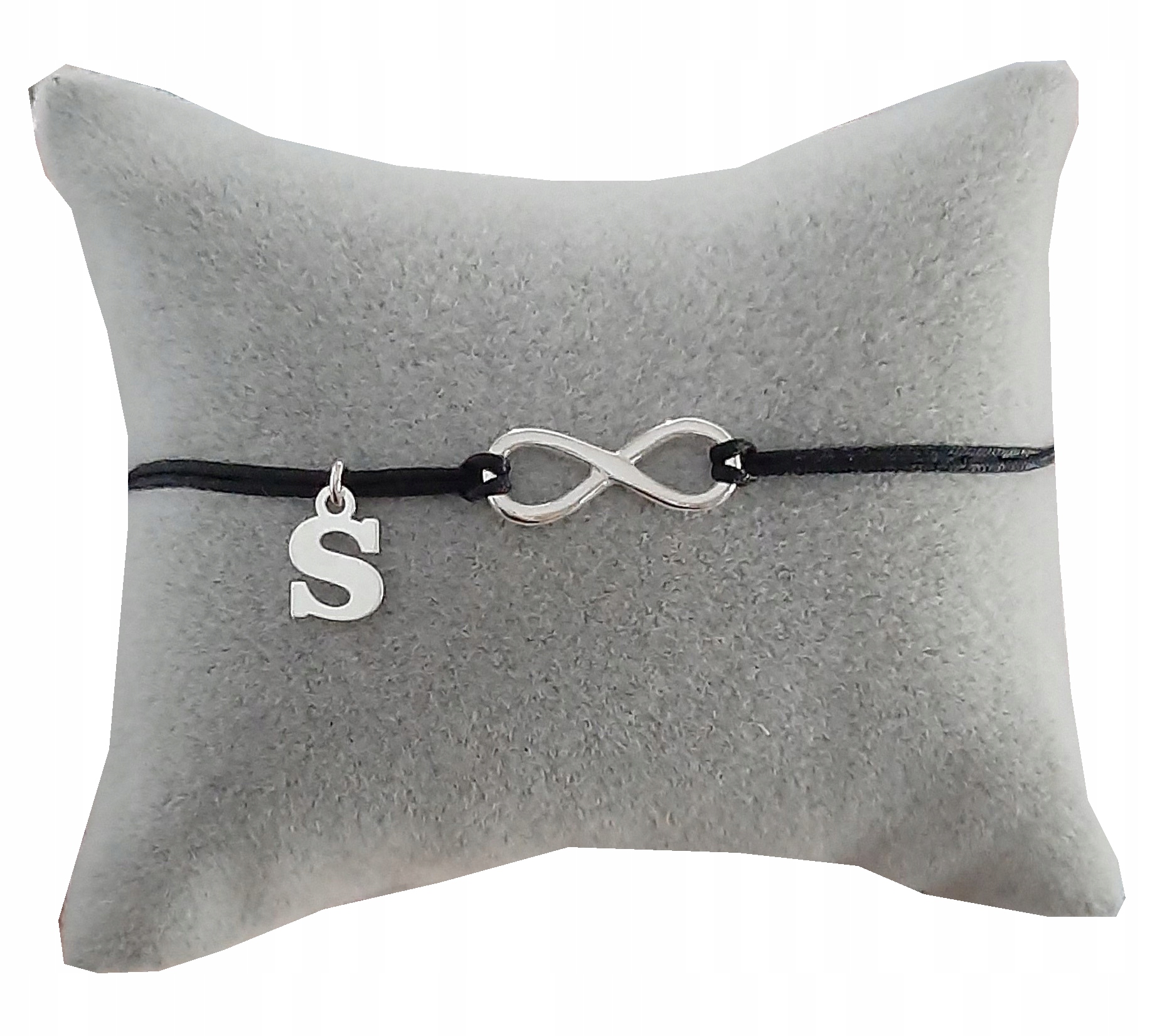 

Bransoletka sznurkowa infinity Literka Srebro 925