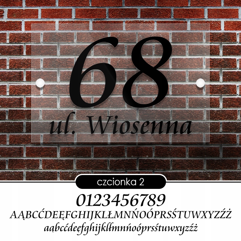 Tablica adresowa adres 3D numer na dom 25x16 przeźroczysta - szkło akrylowe Wysokość produktu 20 cm