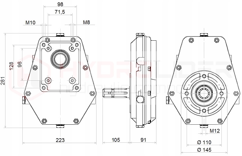 MULTIPLIKATOR 1:3.8 W + POMPA 80L WC HYDROLIDER Waga produktu z opakowaniem jednostkowym 21.5 kg