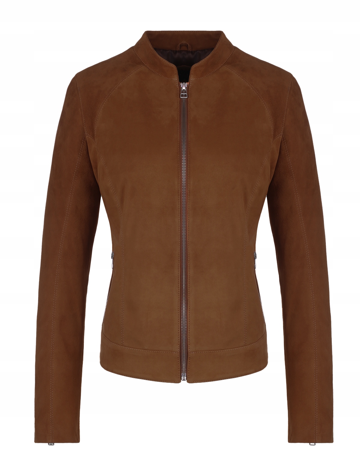 Dámská Kožená Semišová Bunda Clara – Světle Hnědá M/38