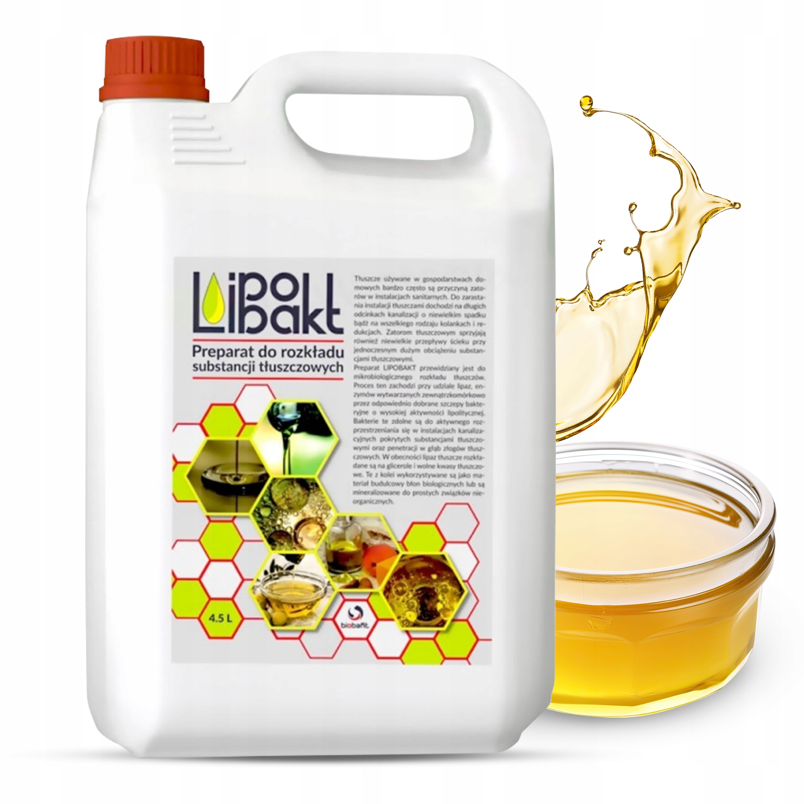 Lipobakt Duży Karnister Rozkład Tłuszczy Udrażnianie Odpływów Rur 4,5 Litra
