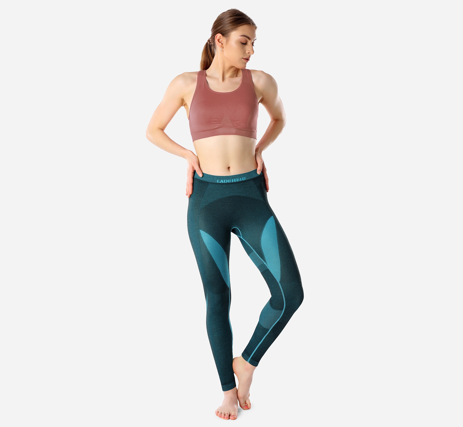 Spodnie Getry Termoaktywne Bielizna Termo damska czarny / turkus M Marka Ladeheid