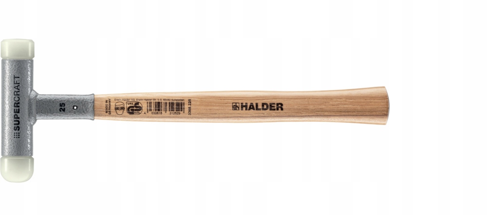 Halder Supercraft Młotek bezodrzutowy 25mm z zaokrągloną końcówką