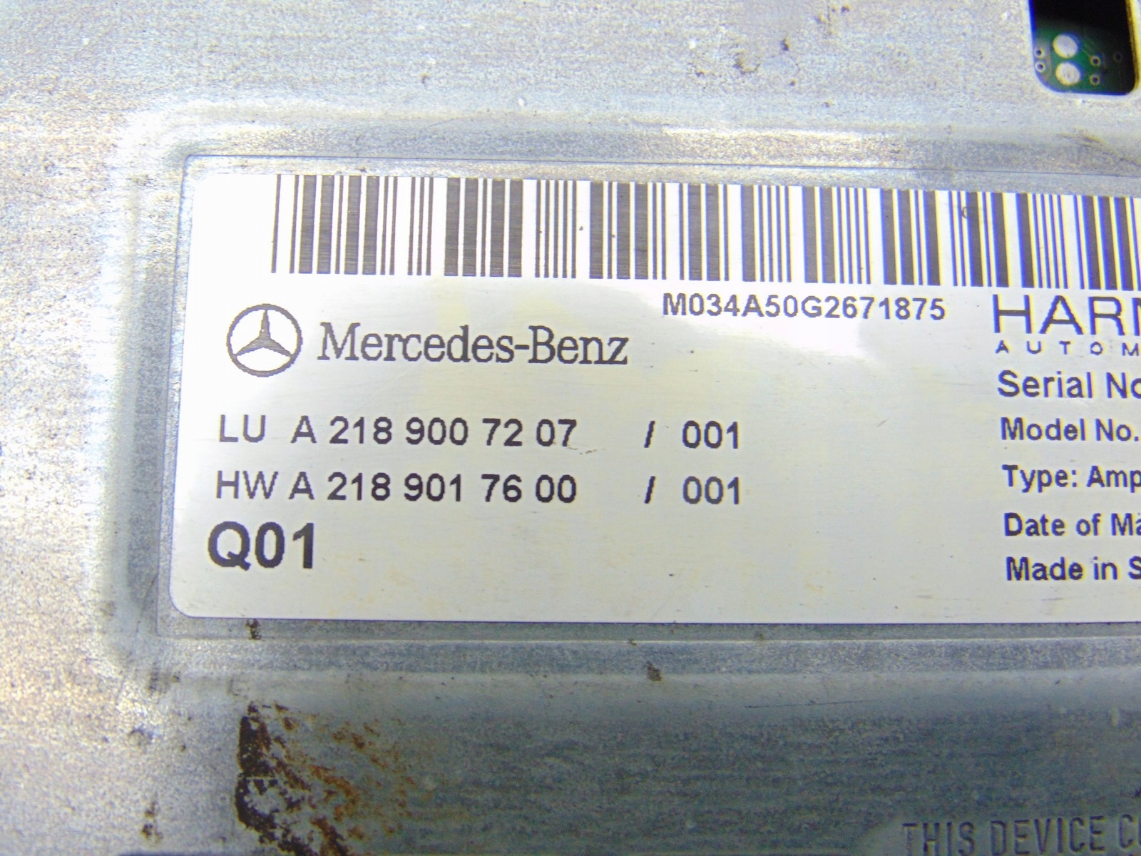 amplifier HARMAN MERCEDES CLS W218 E W212 A2189007207
