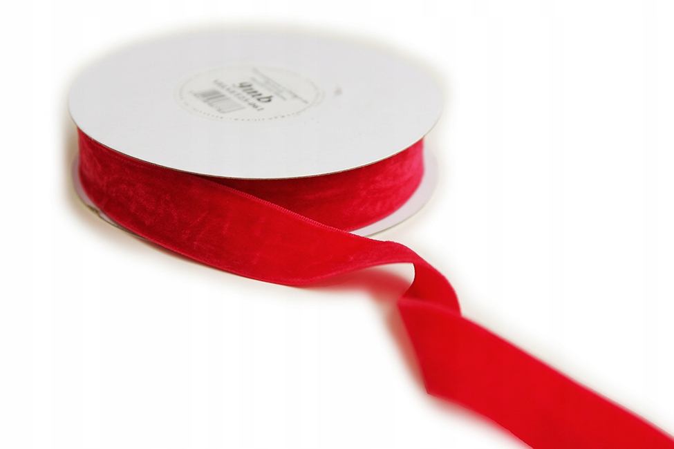 WSTĄŻKA CZERWONA WELUROWA AKSAMITNA