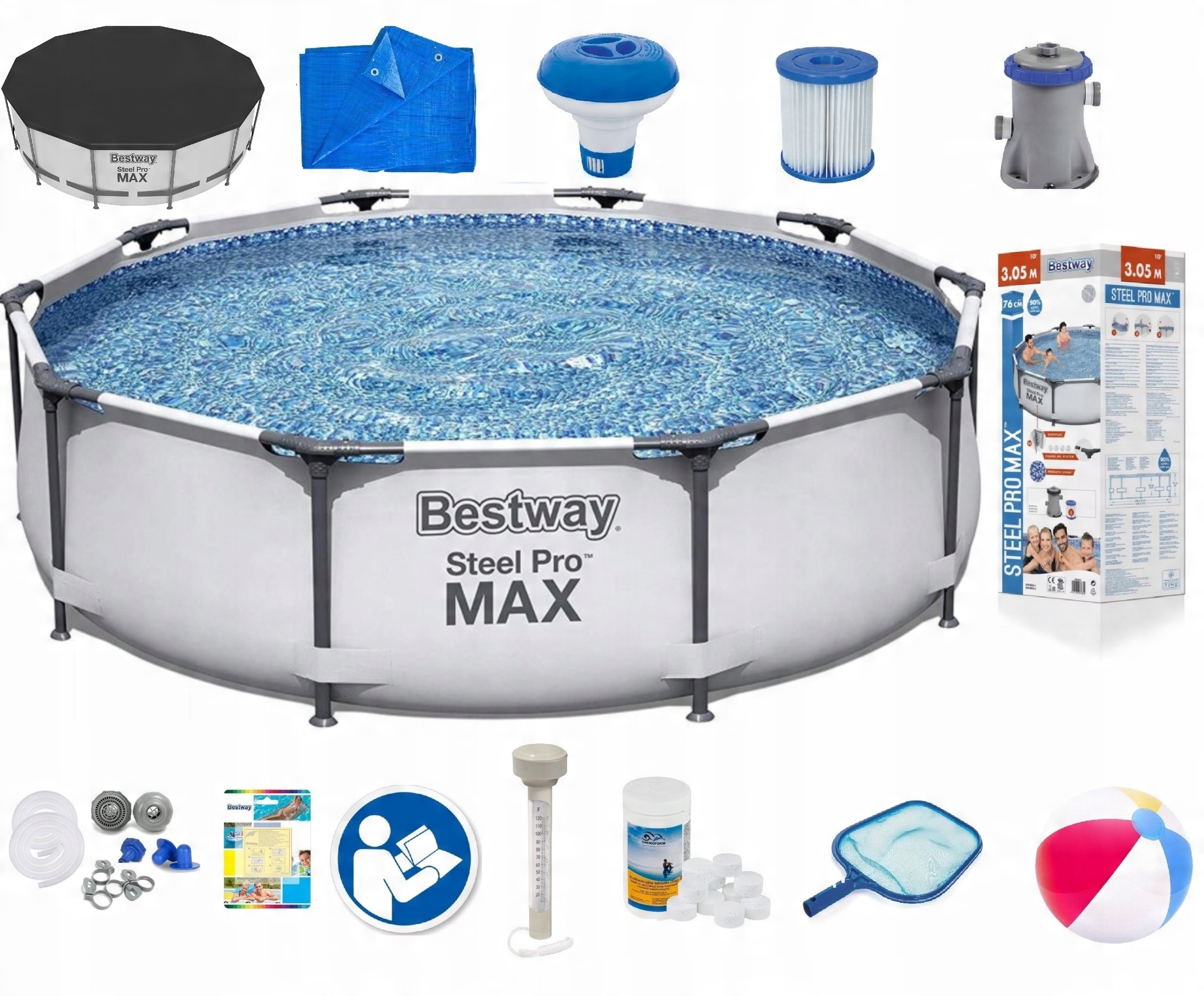 

Basen Bestway 305 305x76 Stelażowy Zestaw 20W1