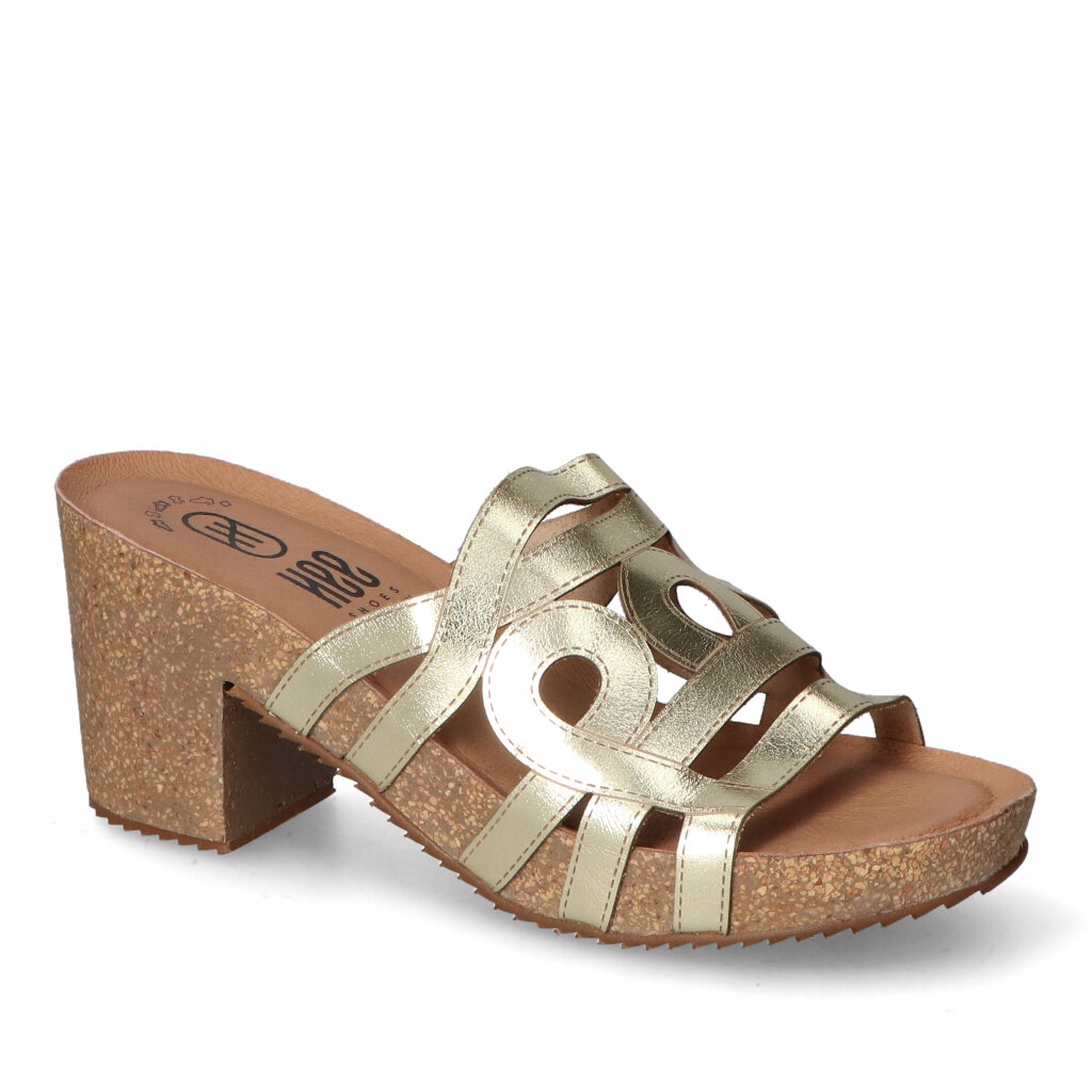 Dámské Módní Nazouváky Hee Na Podpatku Zlatá metalíza Přírodní kůže 38