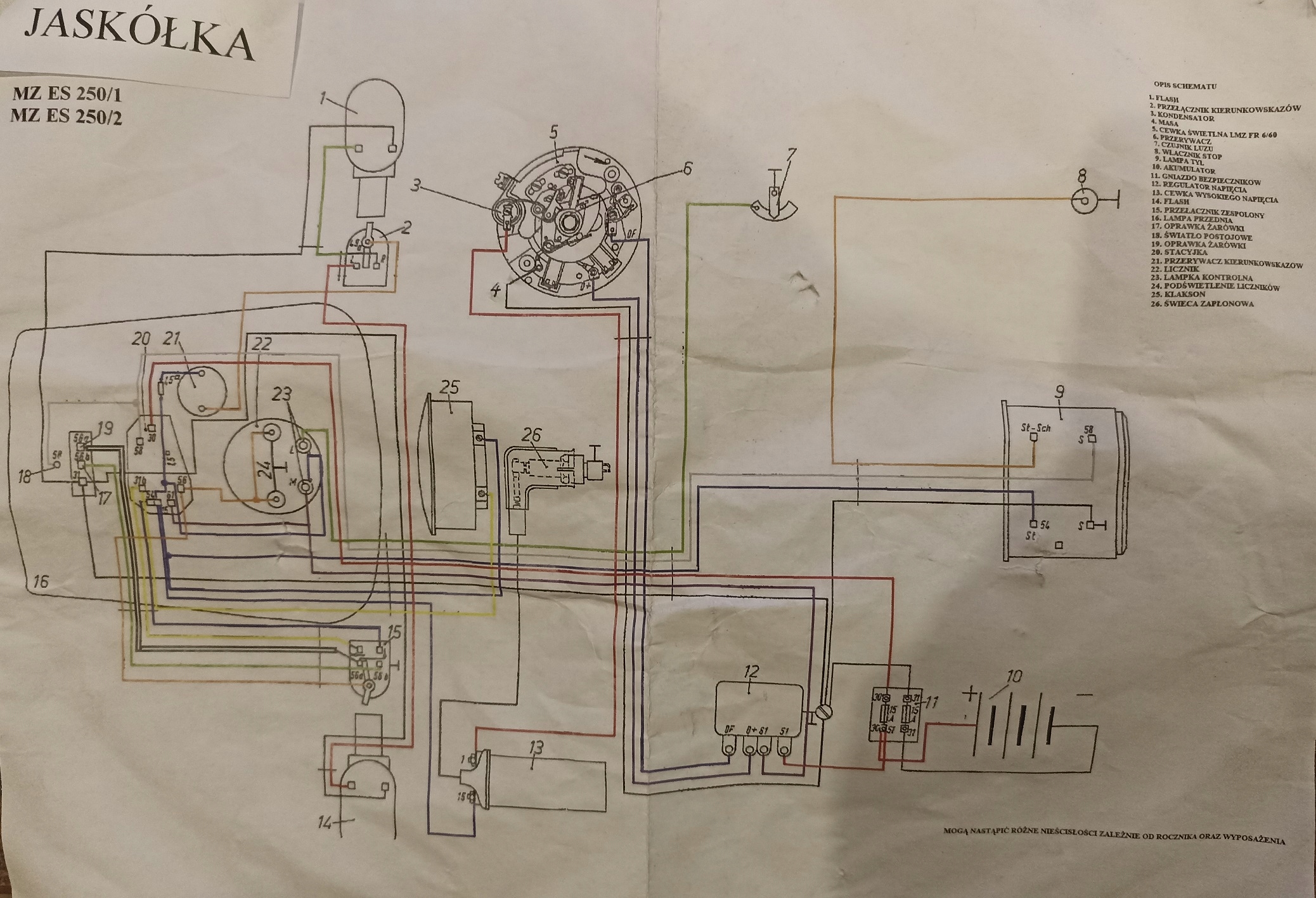 JAS87545378 - MZ ES 250 ЛАСТОЧКА ЭЛЕКТРИЧЕСКАЯ УСТАНОВКА