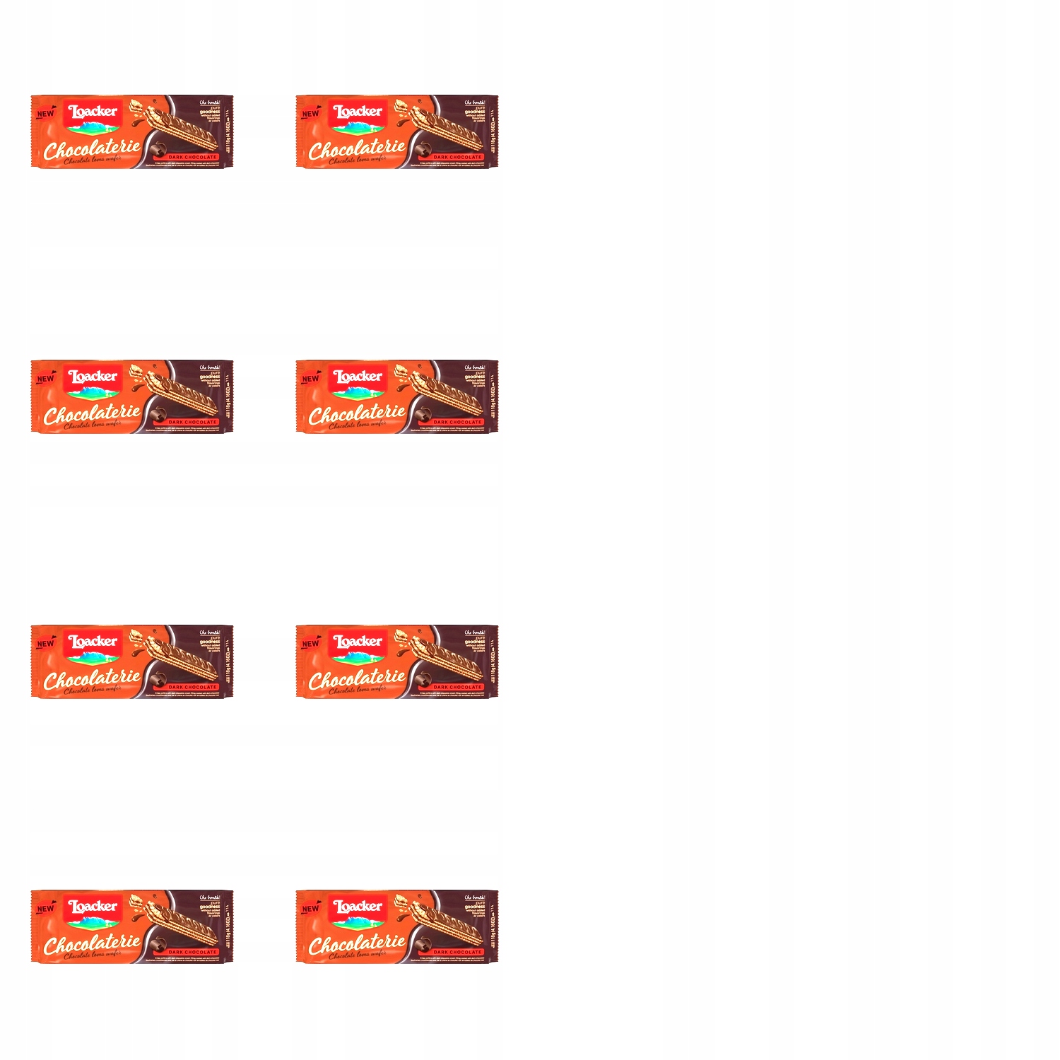 Levně 8 x 118 g Loacker Chocolaterie oplatky v hořké čokoládě Půlka Kartonu