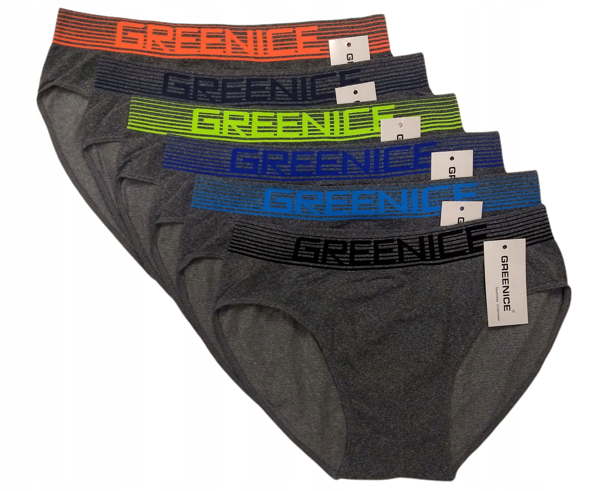 5x Slipy Bezszwowe Greenice majtki Na Szerokiej Gumie mix kolorów XL XXL