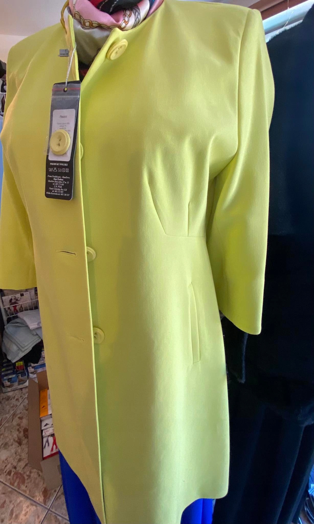 Tenký zelený kabát Dam Fashion, velikost 42