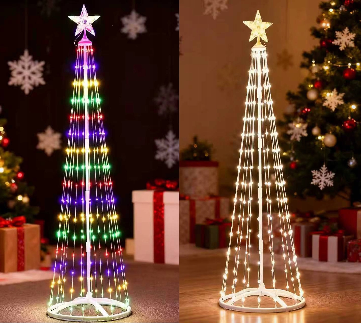 Umelý Led vianočný stromček 180 cm, diaľkové ovládanie, 8 režimov, zlaté osvetlenie Rgb farby