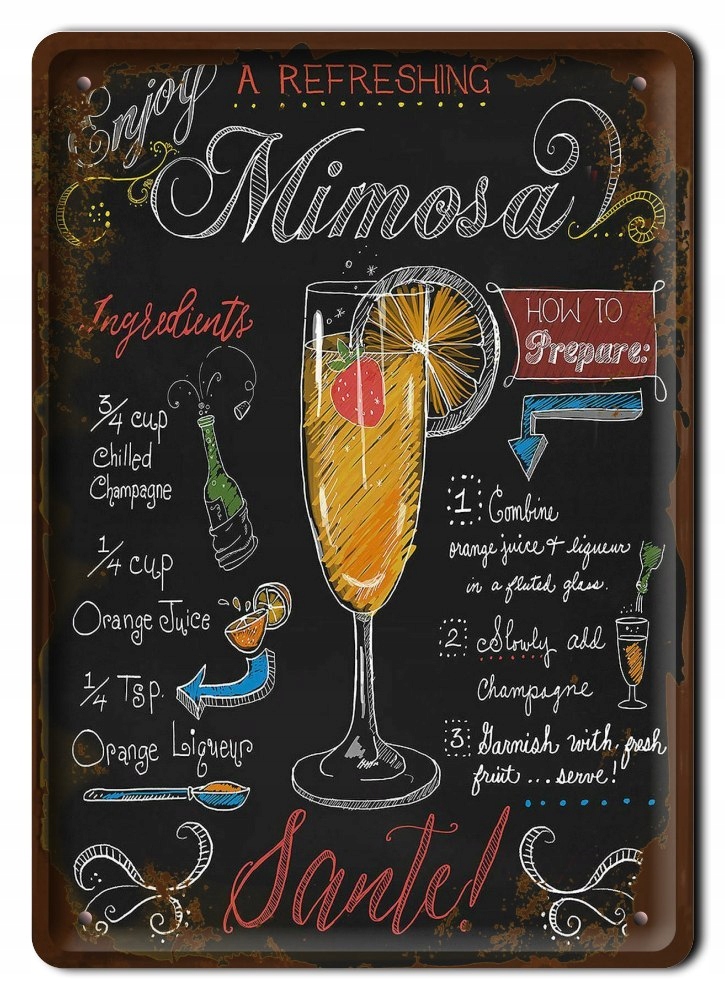 Koktail Metalowy Szyld Vintage Retro #09714