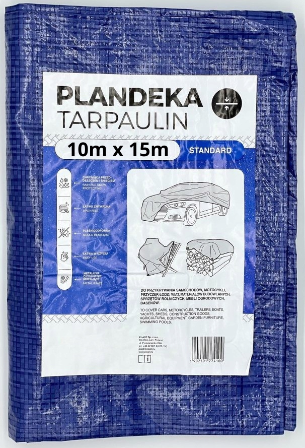 Voděodolná plachta 10x15 m Modrá Ochranná Plachta Zesílená