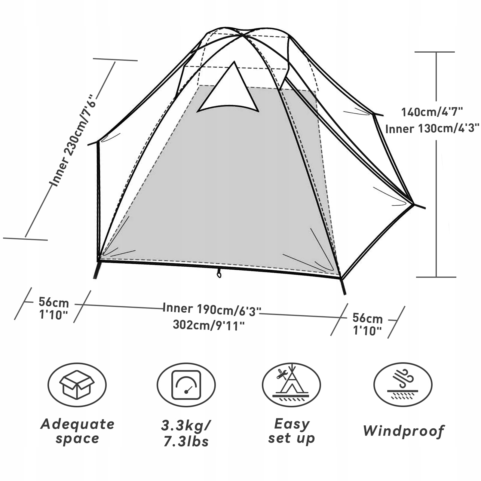 FORCEATT Namiot 3 Osobowy Camping Wodoodporny 3-4 Sezon Lekki Trekkingowy — miniatura 2