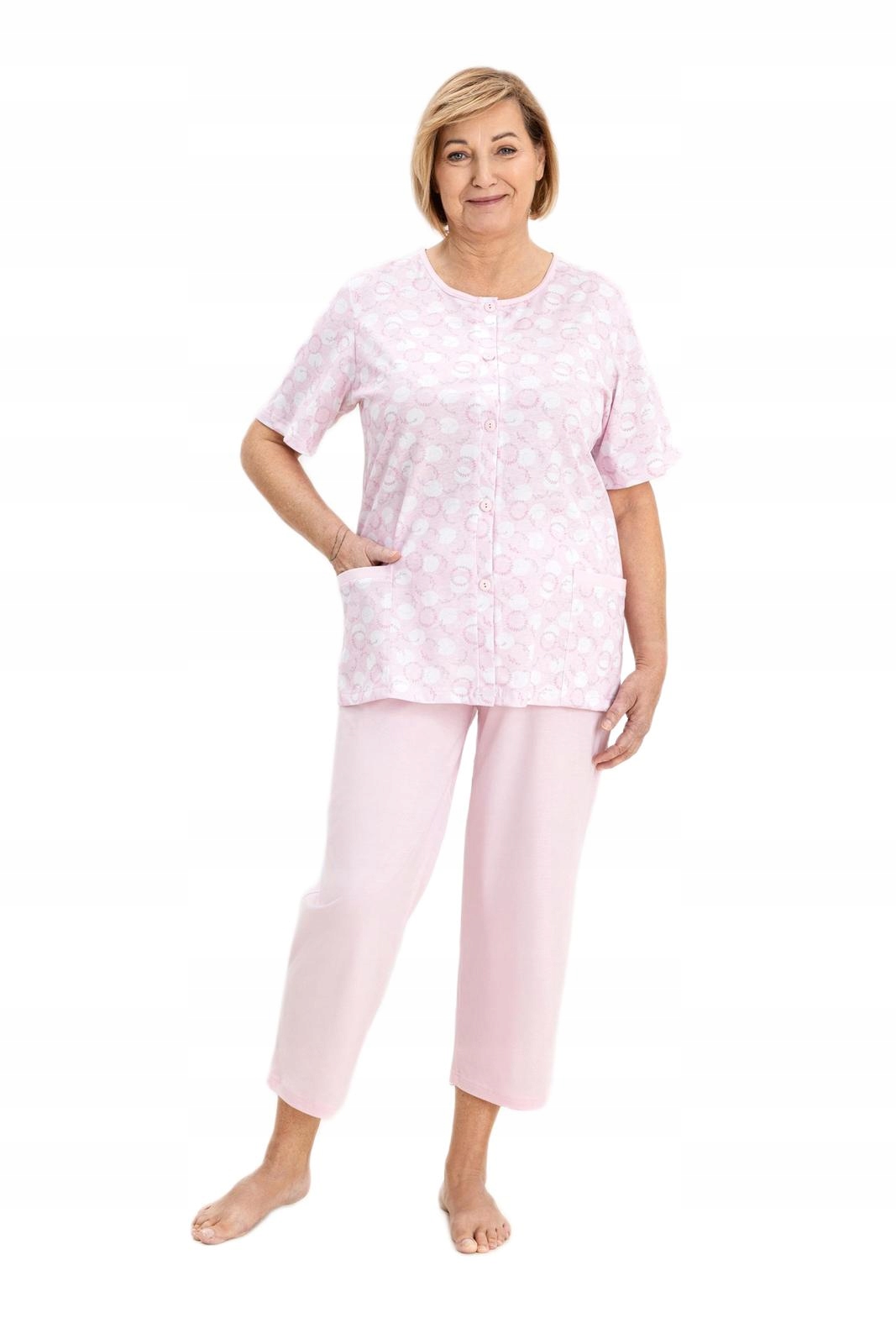 Dámské pyžamo Regina kód 738 růžové, rozepínací s kapsami, velikost M