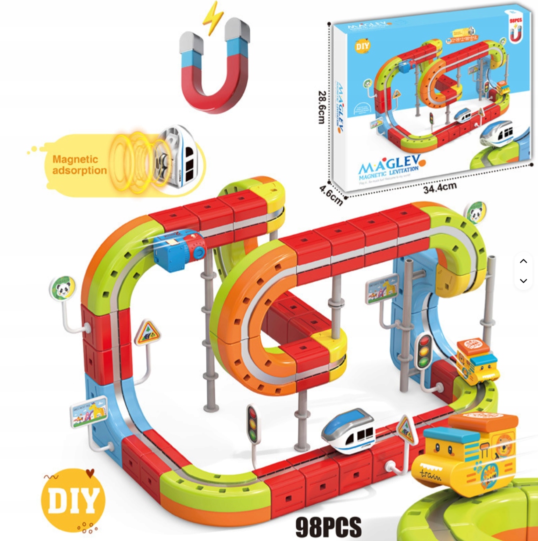 Dla Dziecka Zestaw 98 Klocków Magic Levitation Train Samodzielny Montaż Diy