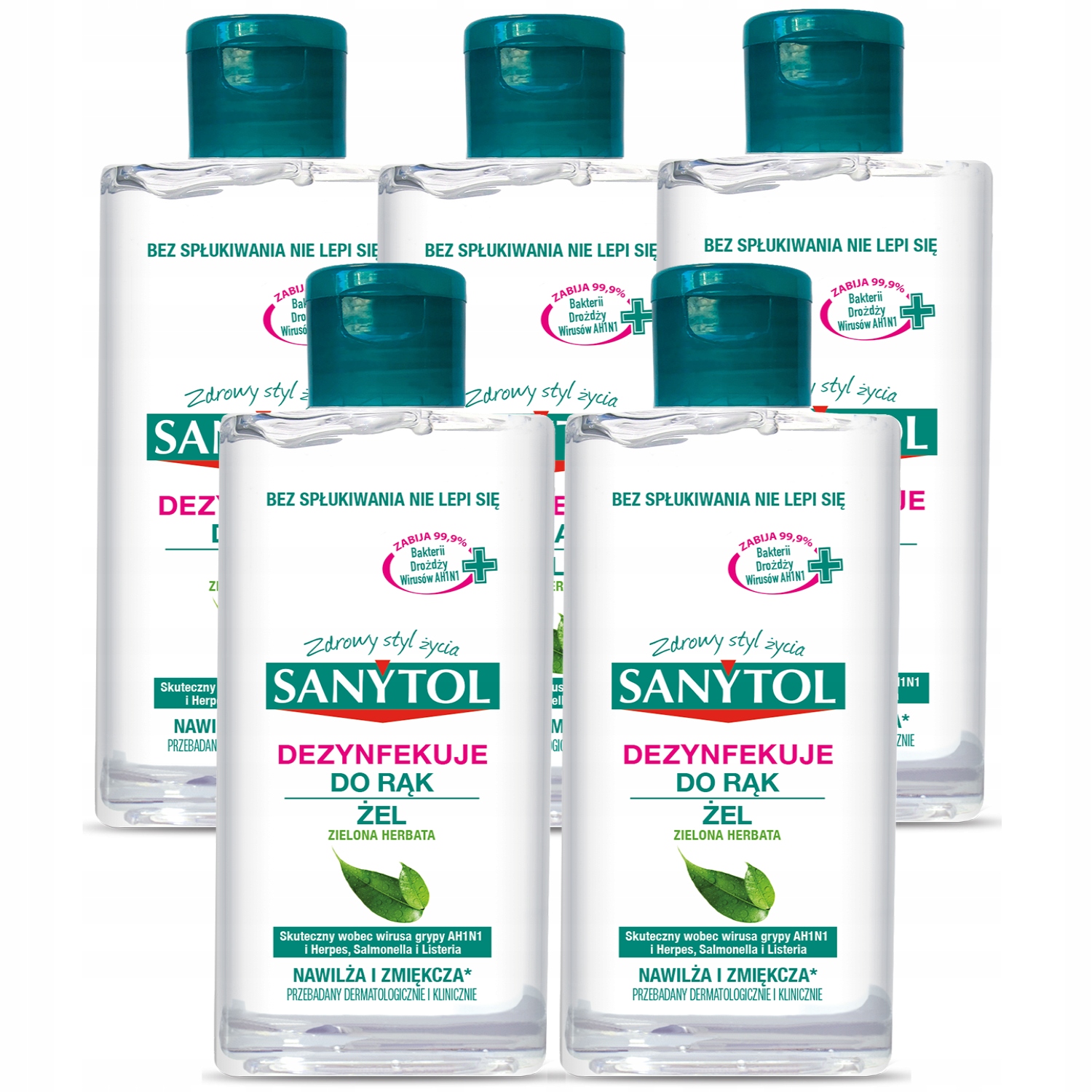 5X Sanytol Żel do Dezynfekcji Rąk Bez Spłukiwania Nawilża Zmiękcza