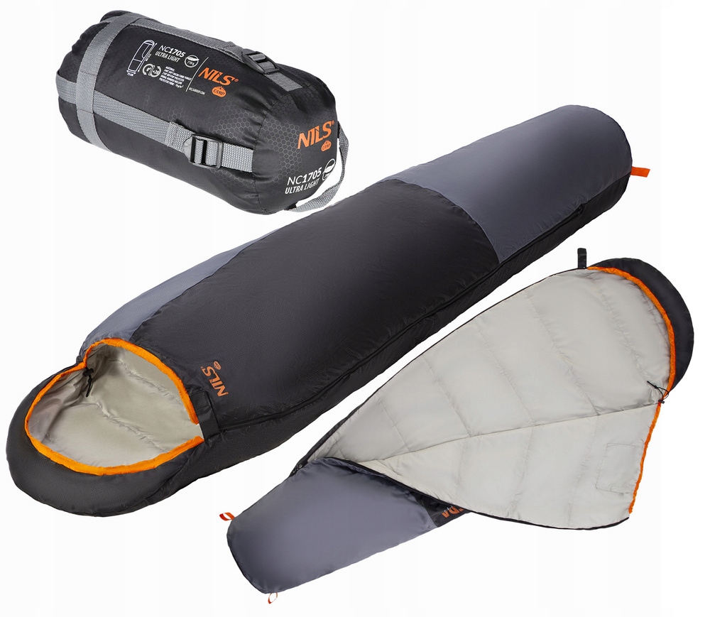 Śpiwór Turystyczny Ultra Light Mumia Z Kapturem Nils 215x75 cm Pokrowiec