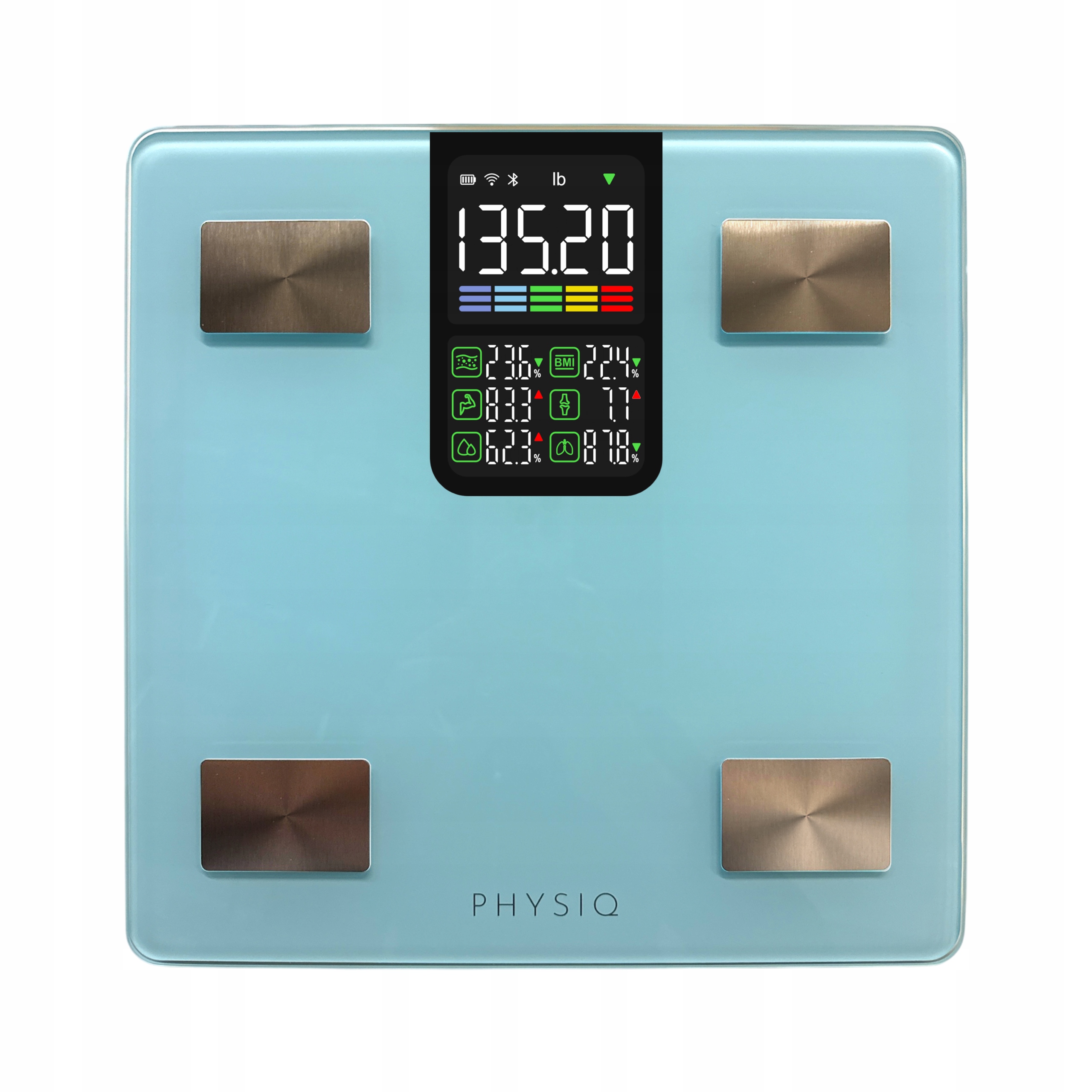 Waga Łazienkowa Analityczna Sportowa 13 Parametrów LCD Android iOS Niebiesk