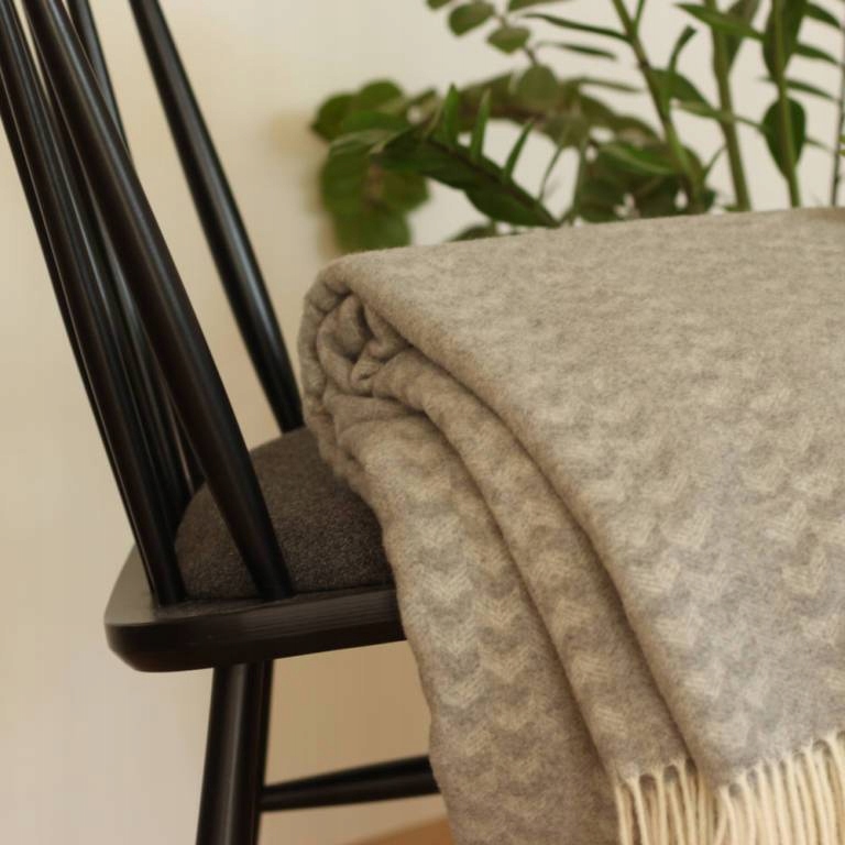 

Koc kaszmirowy Myk szary wełniany miękki pled