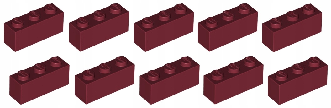 

Lego cegła 1x3 bordowa 10 szt. 3622 Nowa