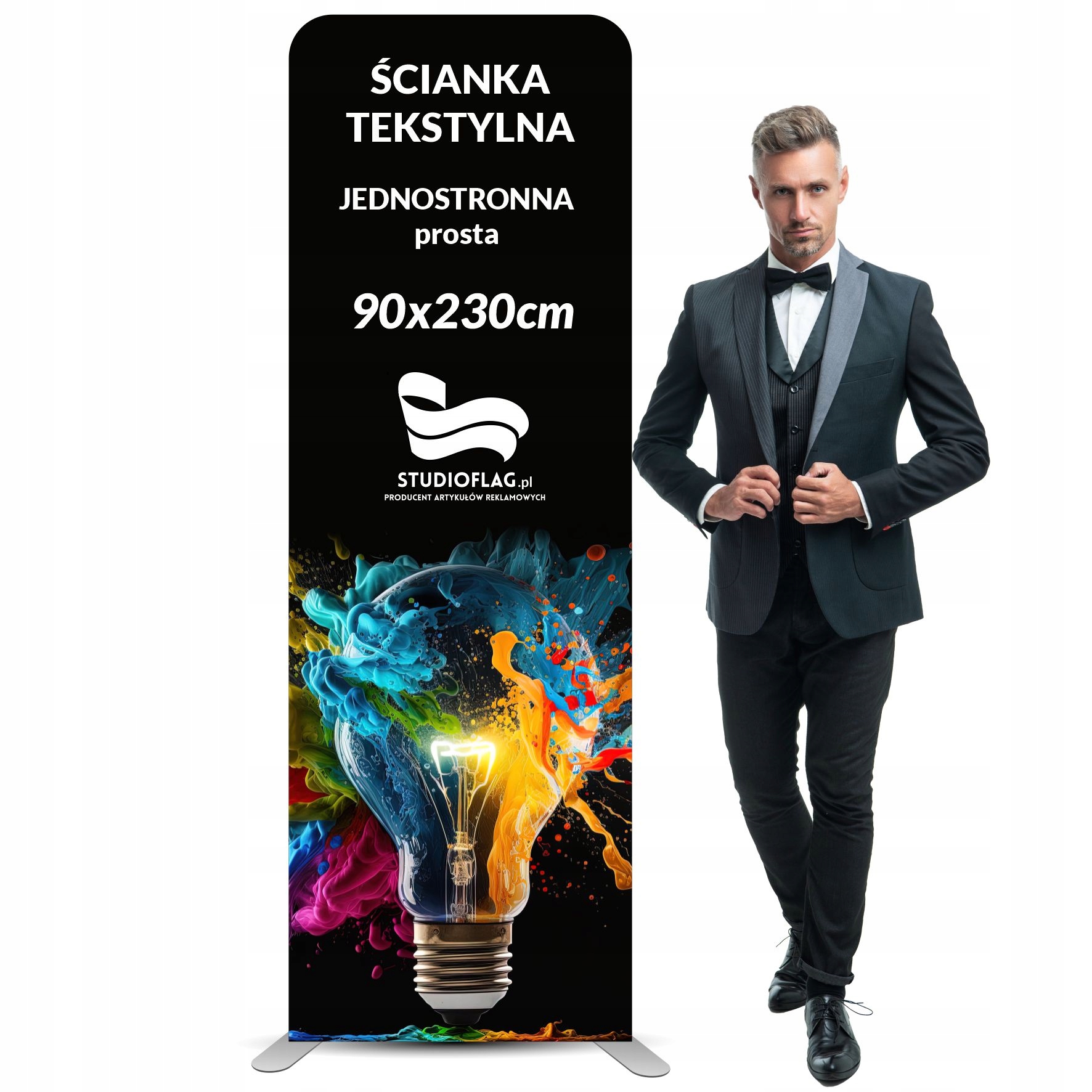 Ścianka Reklamowa Tekstylna 90x230 Nadruk Projekt jednostronna