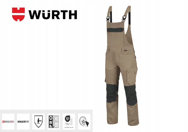 Spodnie Robocze Ogrodniczki Wurth Modyf Cetus Beż R.26