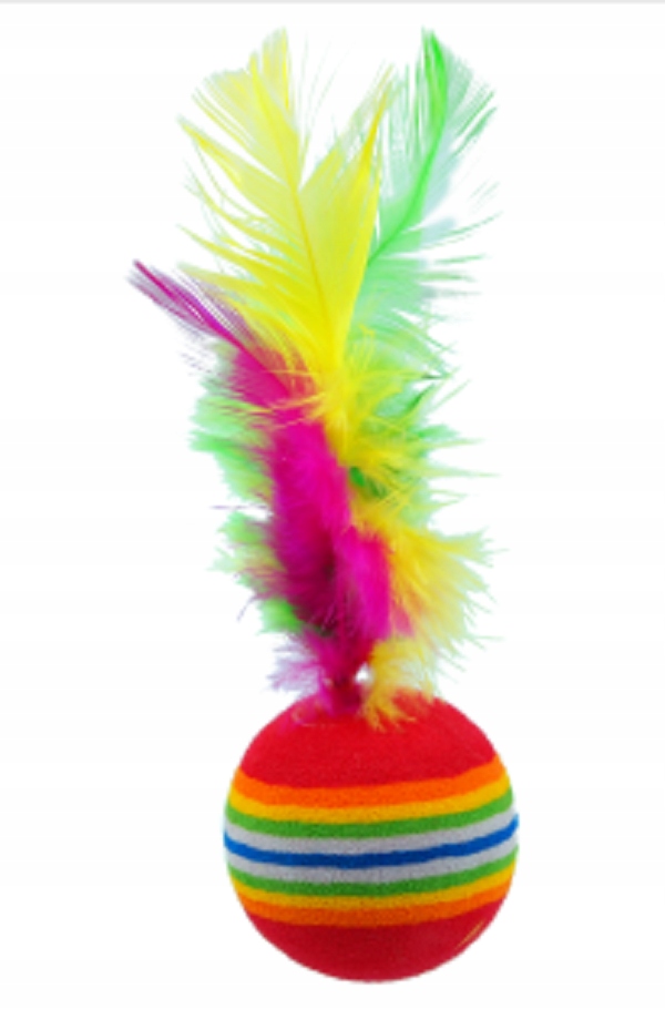

Good Toys Piłka Z Piórkiem Dla Kota 3,8CM Tęczowa