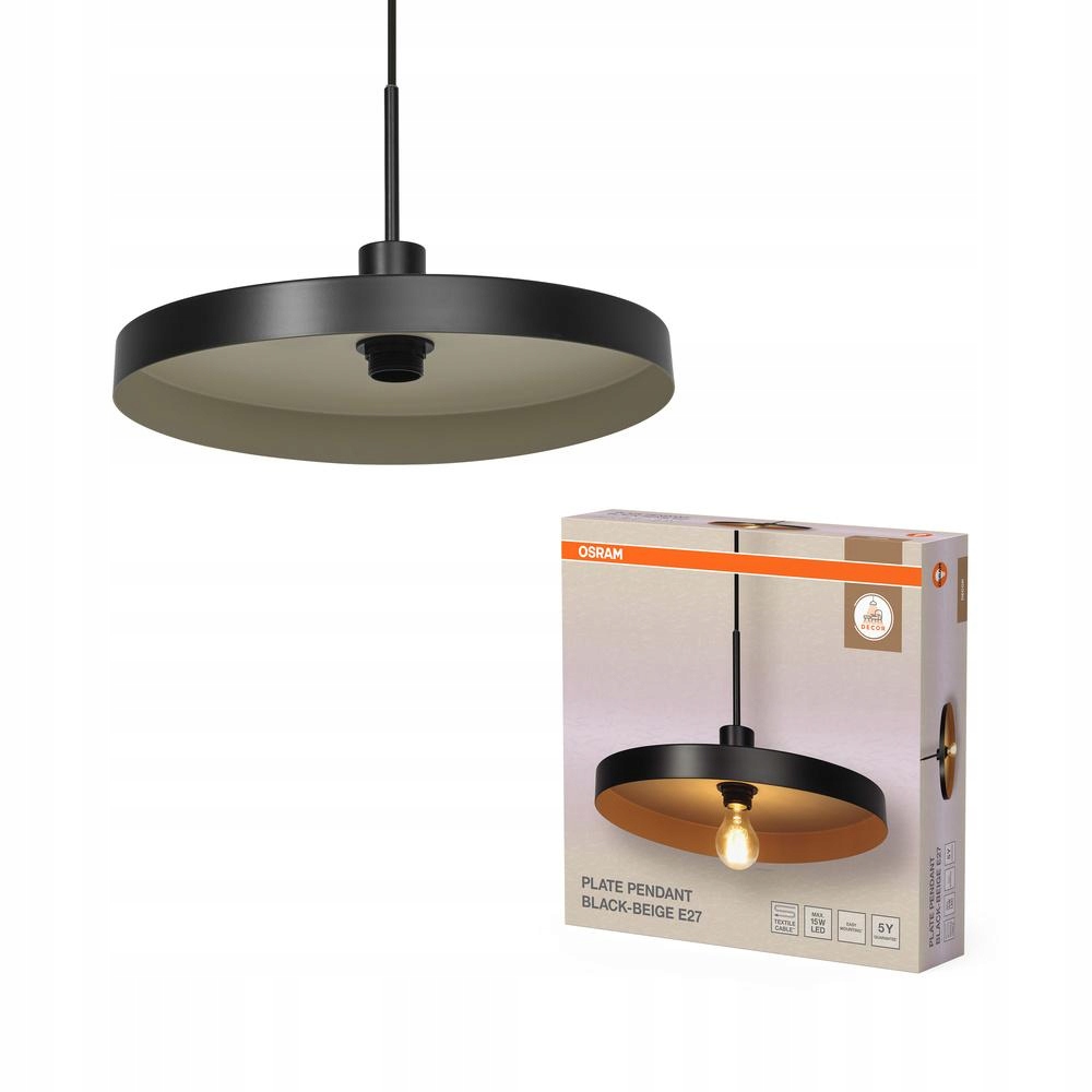 Lampa Stropné závesné svietidlo E27 Dekoratívne Čierna Béžová Dekorácia Osram