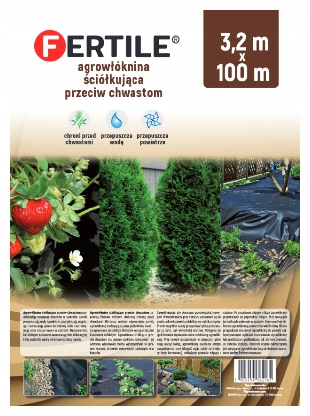 Agrowłóknina ściółkująca przeciw chwastom Fertile 3,2m x 100m