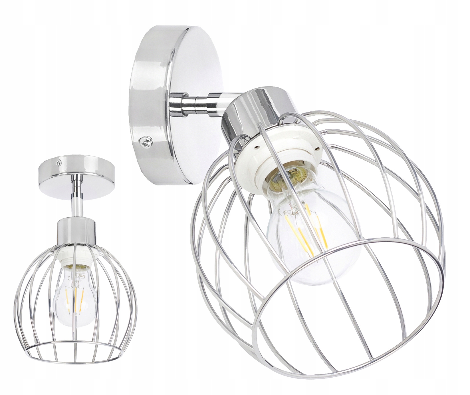 

Lampa Kinkiet ścienny ruch loft drut na E27 chrom