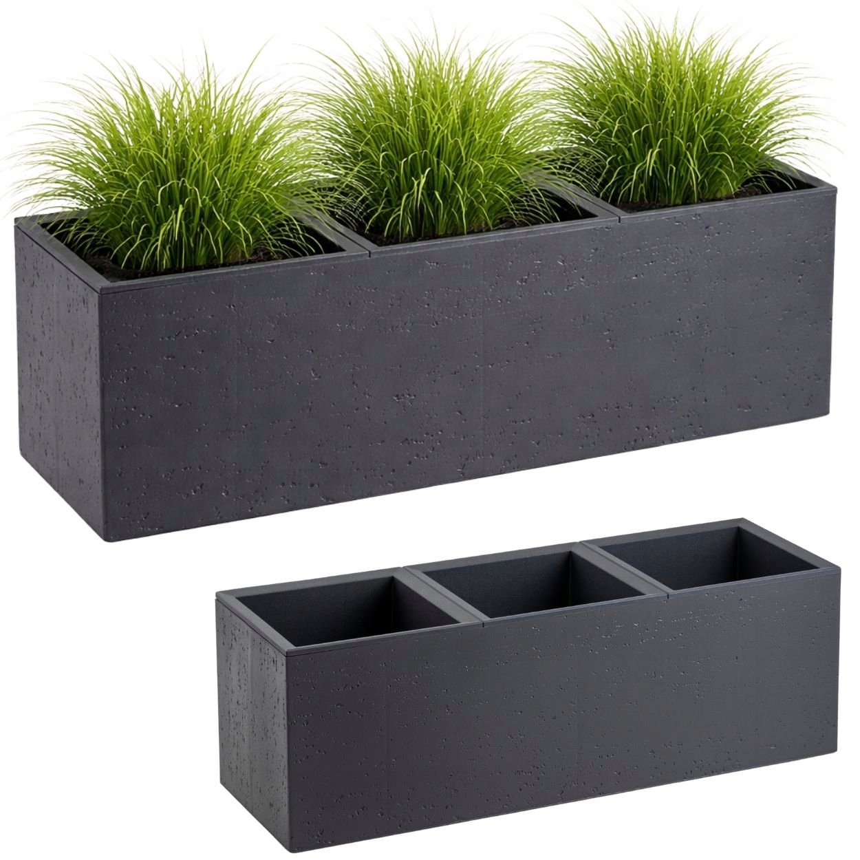 Kvetináč Na Kolieskach Imitácia Betónu Antracit 90x30x30 cm kvety balkón terasa
