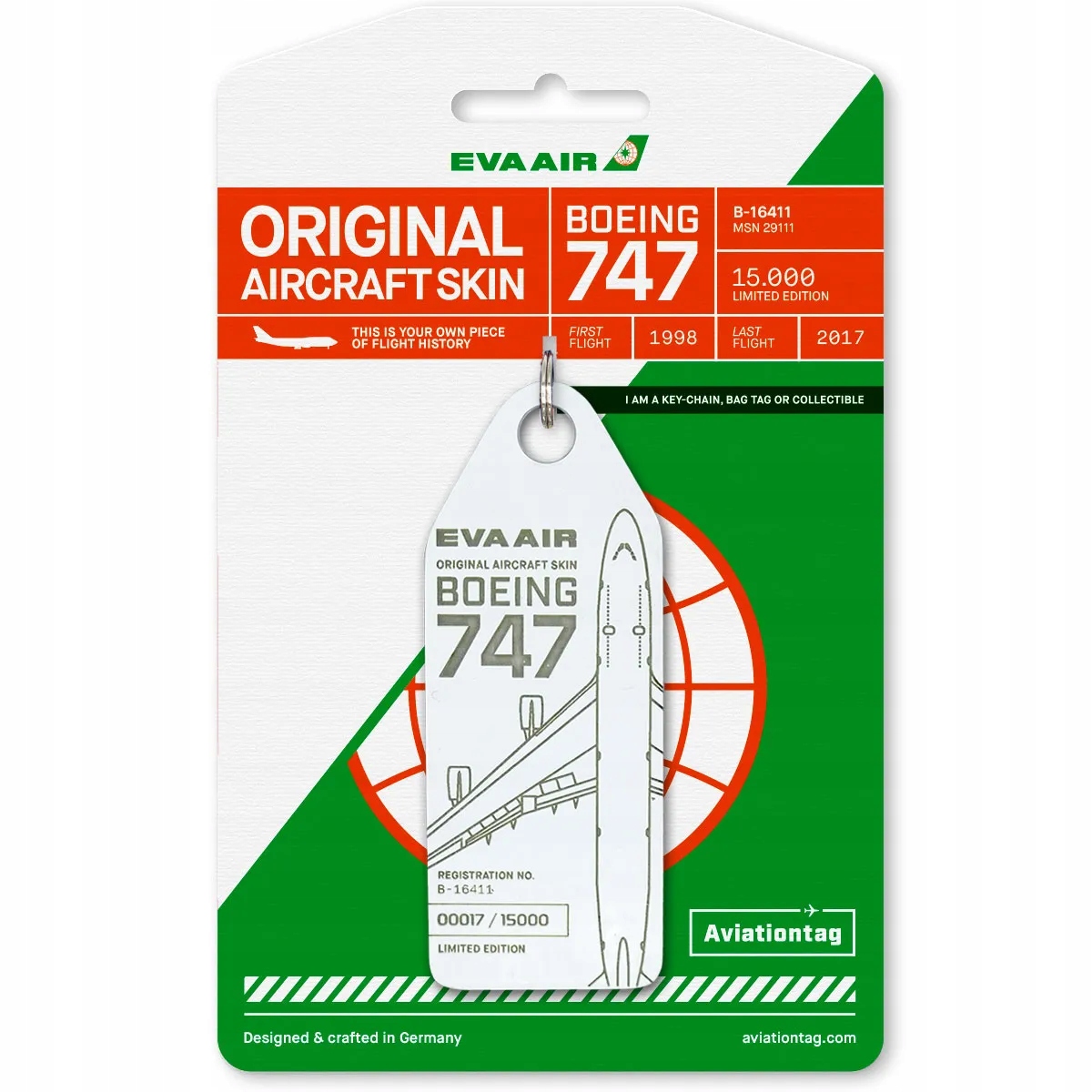 EVA AIR BOEING B747 B-16411 AVIATIONTAG (белый)
